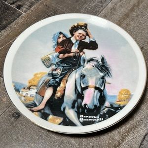 Norman Rockwell Min-Plate Made For IMM Kids On Horse Japan Fine Porcelain Vtg